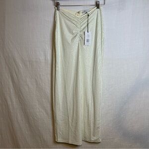 NWT WeWoreWhat Ivory Crystal Midi Skirt All-Over Rhinestone Nylon Stretch Size S